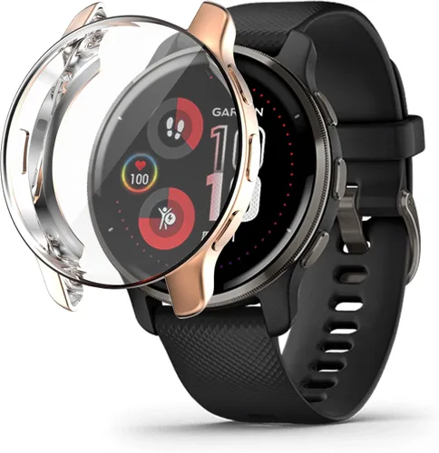 Miniatura 8 de Funda compatible con Garmin Venu 2 Plus Watch Protector de pantalla, funda protectora completa, accesorios de parachoques de TPU suave (rosa)