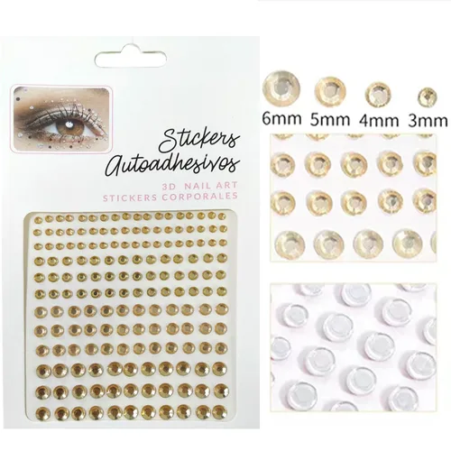 Miniatura 6 de Gel dorado con purpurina corporal y 2 hojas de diamantes de imitación para la cara, maquillaje con purpurina facial y joyas para el cabello, gemas