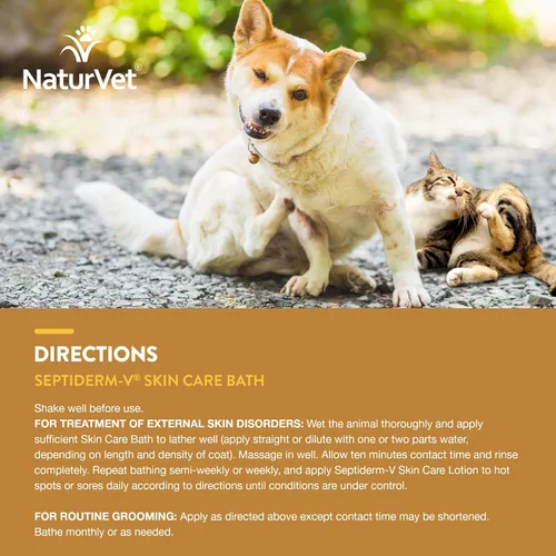 Miniatura 6 de NaturVet Septiderm-V Gel de baño para el cuidado de la piel para perros y gatos, suplemento de salud de mascotas para dermatitis, alergias