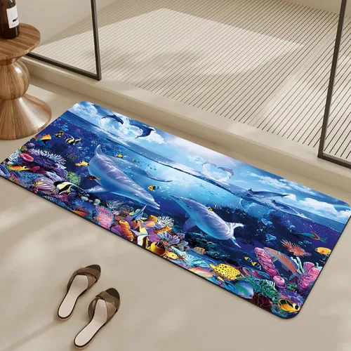 Miniatura 11 de Tapetes de baño antideslizantes de secado rápido, tapete de baño de goma, súper absorbente, tapete de baño lavable, tapete de baño para suelo