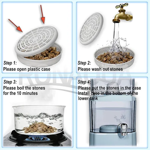 Miniatura 4 de Reemplazo de la caja de piedra mineral alcalina para sistemas de filtro de agua bien combinados con filtros MS-1, TWS-01 y AQ-107