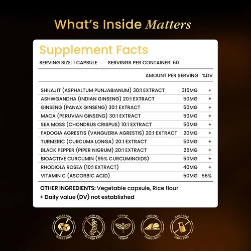 Miniatura 2 de Shilajit Cápsulas para hombres y mujeres, 16,000 mg puro del Himalaya orgánico Shilajit apoya la vitalidad y el bienestar, suplemento puro premium