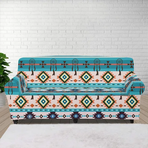 Miniatura 8 de Funda de sofá de alta elasticidad con patrón de geometría azteca atrapasueños, acogedor protector de sofá apto para sofá de 1 cojín, accesorios