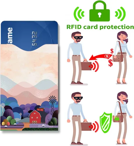Miniatura 6 de 8 fundas de bloqueo RFID, diseños únicos y artes en morado, soporte antirrobo, protector de tarjeta de crédito, fácil de reconocer, resistente