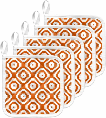 Miniatura 10 de Juego de 2 soportes para ollas de coral oceánico para cocina, platos para horno, almohadillas a prueba de calor con lazo para colgar, agarraderas