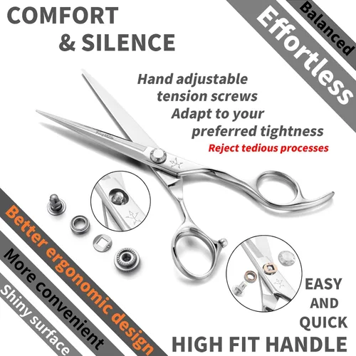 Miniatura 4 de Tijeras de corte de pelo de peluquero extremadamente afiladas profesionales de alta gama Tijeras de peluquería para cabello 6 pulgadas tijeras