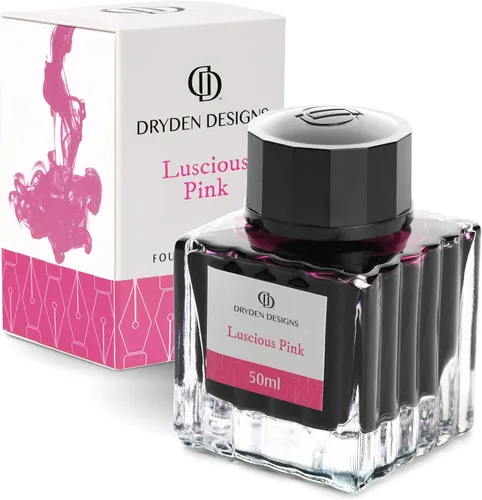 Miniatura 11 de Dryden Designs Botella de tinta para pluma estilográfica, edición de lujo, flujo suave, diseño compacto, 1.7 fl oz, color negro implacable