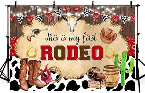 Miniatura 4 de AIBIIN Fondo de 1er cumpleaños con texto en inglés «My First Rodeo», «My First Rodeo», «My First Rodeo», fondo para fotografía fotográfica