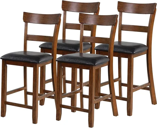 Miniatura 14 de NAFORT Juego de 2 taburetes de bar de altura de mostrador, sillas de comedor altas de madera maciza de 25.5 pulgadas con cojín, taburetes