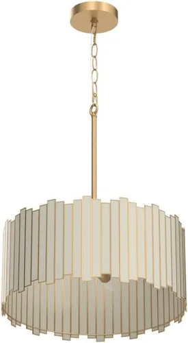 Miniatura 4 de Durent Lighting Candelabro de tambor dorado de 4 luces moderno con pantalla de vidrio crema, lámpara colgante de techo redonda de 16 pulgadas