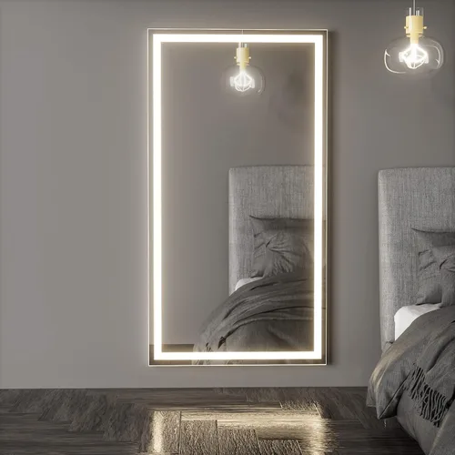 Miniatura 3 de Espejo LED de longitud completa de 71 x 31 pulgadas con luces, espejo de cuerpo completo iluminado, luz táctil regulable, montaje en pared/inclinado
