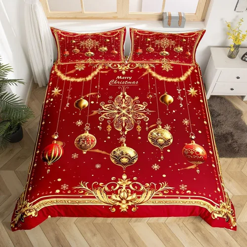 Miniatura 15 de Funda de edredón de Papá Noel, juego de ropa de cama para niños, funda de edredón de flores rosas para decoración de habitación de niños y niñas