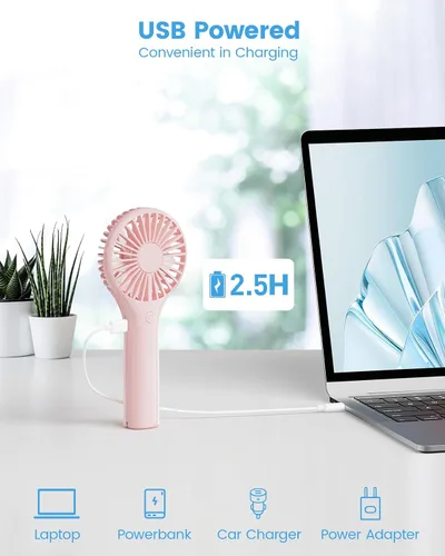 Miniatura 5 de Edvision Mini ventilador portátil – Potente ventilador personal de mano con 3 velocidades, lindo y pequeño, recargable por USB para viajes