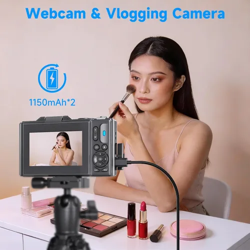 Miniatura 7 de Cámara digital 5K Vlogging para principiantes, cámara de viaje de 80 MP para fotografía con tarjeta de 32 GB, cámara compacta portátil con zoom