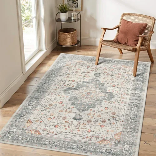 Miniatura 43 de Rugxara Alfombra de entrada lavable de 3 x 5, alfombras de pasillo bohemias antideslizantes para pasillo, entrada, cocina, baño, cuarto
