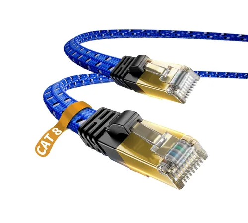 Miniatura 7 de Cable Ethernet Cat 8 DanYee, 3 pies, de nailon trenzado, alta velocidad, RJ45, 2000 MHz, negro