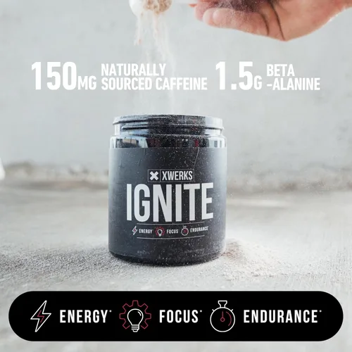 Miniatura 4 de Xwerks Ignite - Polvo de preentrenamiento para hombres y mujeres, polvo natural de bebida energética preentrenamiento, fórmula keto sin gluten