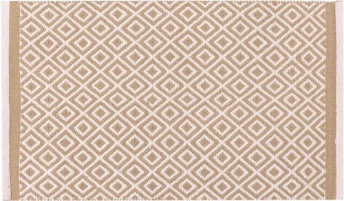 Miniatura 3 de RAJRANG Alfombra de baño de algodón tejida con patrón geométrico de diamante, alfombras reversibles, lavables a máquina, duraderas, color beige