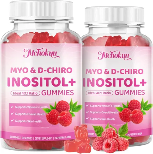 Gomitas de mio-inositol y D-Chiro inositol, suplemento ideal de proporción 40:1 para mujeres con vitamina D3 y B12 para apoyar el equilibrio
