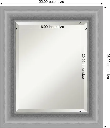 Miniatura 2 de Amanti Art Silver Wall Mirror 26x22 Peak Polished Nickel Rectangle Bathroom Mirror for Wall Decor Living Room, Small Traditional Frame, Hangs