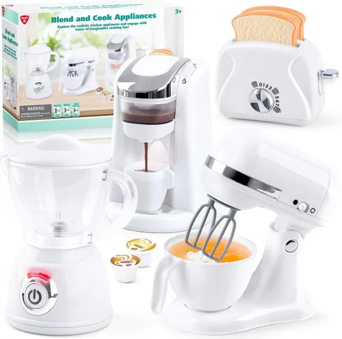 Juegos de Cocina de Juguete para Niños, Accesorios de Cocina de Juguete para Niños de 4-8 y 3-5 Años, Juguetes de Electrodomésticos de Cocina, Blanco