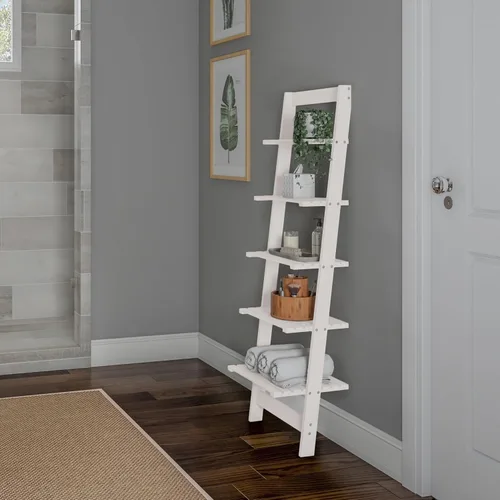 Miniatura 2 de Lavish Home - Estantería de escalera de 5 niveles, estantería inclinada estrecha de 50 pulgadas, estantería de madera para sala de estar, baño