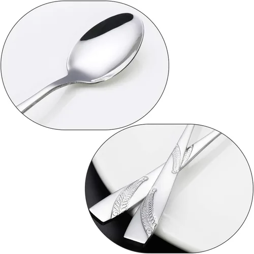 Miniatura 3 de Bringer Juego de 12 cucharas de postre, acero inoxidable, 6.6 pulgadas