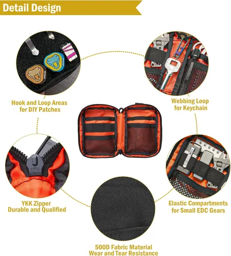 Miniatura 6 de Bolsa Organizadora EDC VIPERADE VE26 con 11 Compartimentos, Bolsa Pequeña de Herramientas con Área para Parches DIY, Organizador de Bolsillo EDC