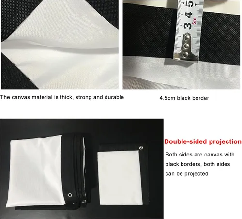 Miniatura 4 de Pantalla de proyector de 72 a 200 pulgadas, pantalla de proyector de película portátil plegable, compatible con proyección de doble cara, pantalla