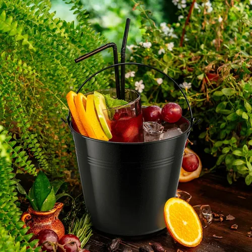 Miniatura 5 de Rtteri 24 cubos pequeños de metal con asa, mini cubetas a granel para lápices para aula, graduación, fiestas, canastas de hierro para flores de Negro