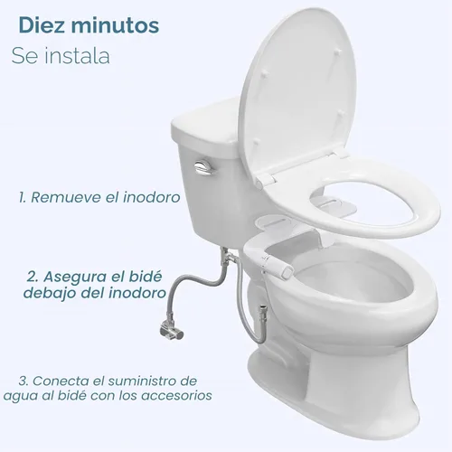 Miniatura 5 de BIGCOW - Accesorio de bidé ultrafino para inodoro, boquilla doble (lavado frontal y trasero), presión de agua fría ajustable y entrada de acero