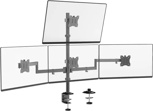 Miniatura 8 de Soporte para monitor cuádruple para 17-27 pulgadas, totalmente ajustable, resistente, soporte de escritorio con 4 brazos, carga máxima de 22 libras