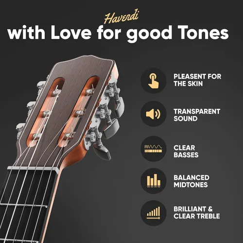Miniatura 4 de HAVENDI® Cuerdas de guitarra para guitarra clásica - cuerdas brillantes de calidad de sonido hechas de nailon para guitarra clásica revestidas