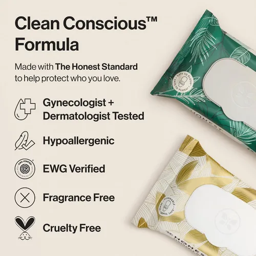 Miniatura 3 de The Honest Company Toallitas desechables para piel sensible Sin fragancia, hipoalergénicas, 99% agua, seguras para tirar al inodoro Toallitas