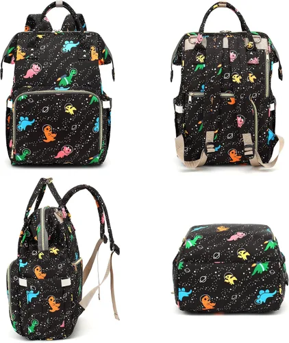Miniatura 6 de Mochila de pañales de dinosaurio para niñas y niños, impermeable, grande, para mamá