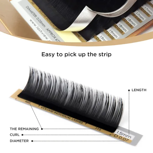 Miniatura 6 de LASHVIEW - Extensiones de pestañas individuales de seda de imitación de visón de 0.07mm de grosor y rizado C de 8-15mm de volumen mixto