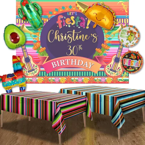 Miniatura 7 de Mantel de plástico desechable para fiesta mexicana, 2 piezas, para decoración de fiesta de cumpleaños, mantel de mesa de México, suministros