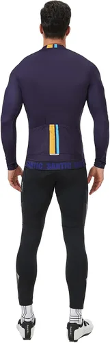 Miniatura 19 de Santic - Camiseta de ciclismo para hombre, manga larga, reflejante, cremallera completa, con bolsillos