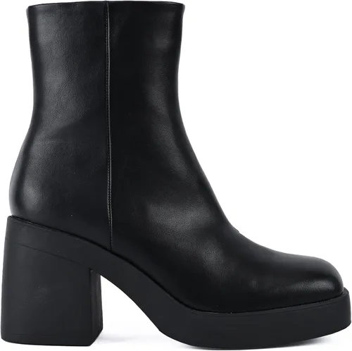 Miniatura 3 de Peach Ting - Botines para mujer tacón de plataforma gruesa con cierre de cremallera lateral color negro Audi3