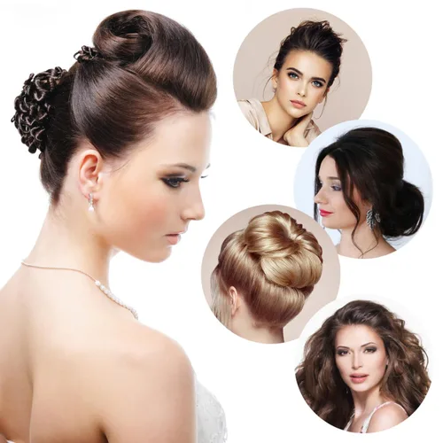 Miniatura 2 de 3 piezas de esponja para el cabello con volumen y clips de cojín de soplo, herramientas de peinado para mujeres y niñas