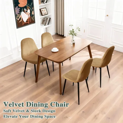 Miniatura 5 de CangLong Juego de 2 sillas de comedor de terciopelo con patas de metal, sillas decorativas para sala de estar y dormitorio, sillas auxiliares