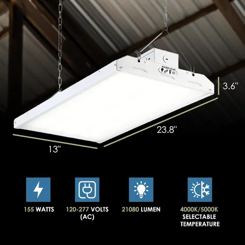 Miniatura 4 de WareLight Condor G3 Premium LED High Bay de 2 pies de alta calidad, 155 W, 21080 lúmenes, 5000 K luces LED para tienda, bahías altas de grado