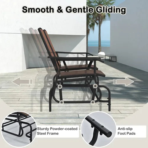 Miniatura 7 de Tangkula Silla mecedora para 2 personas, sofá biplaza mecedora para patio con mesa central de vidrio templado, banco de columpio para exteriores