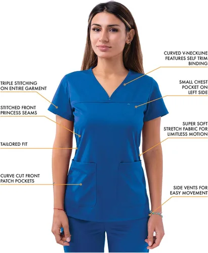 Miniatura 3 de Adar Pro - Conjunto de ropa quirúrgica que facilita el movimiento para mujer, blusa quirúrgica con cuello en V en corazón y pantalón quirúrgico