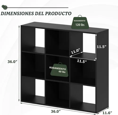 Miniatura 3 de Organizador de almacenamiento de 9 cubos, estantería reversible, estantería de cubo abierta, almacenamiento moderno grande para sala de estar