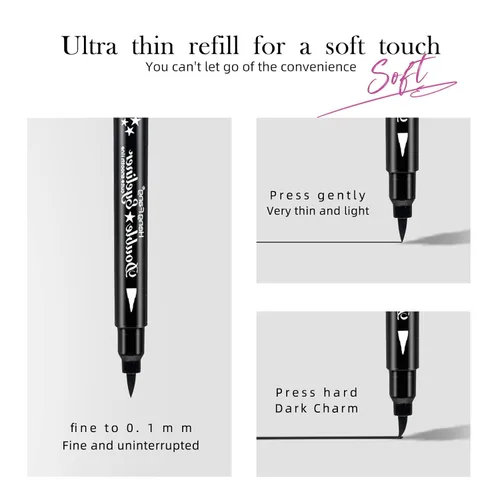 Miniatura 5 de Sello delineador de ojos, delineador de ojos, impermeable, a prueba de manchas, juego de bolígrafos de gel líquido de larga duración, corazón negro