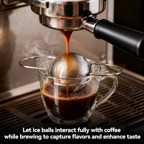 Miniatura 2 de Paquete de 2 bolas de café espresso congelado XL para café expreso, bola de enfriamiento de espresso de acero inoxidable