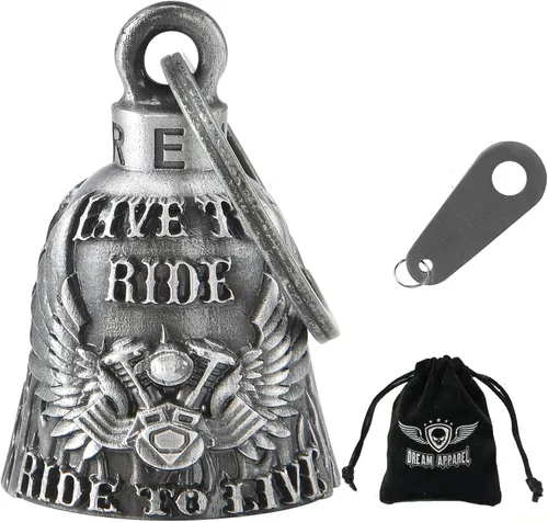 Miniatura 43 de Dream Apparel Campanas de motocicleta para motociclistas, accesorios de campanas pesadas y llavero para la suerte Viaja para vivir