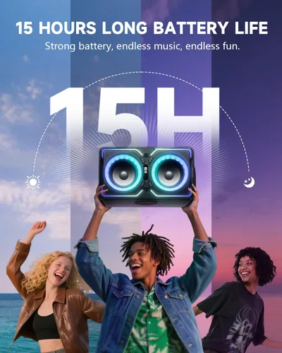 Miniatura 11 de Hotlemon Altavoz Bluetooth grande: 240 W pico potente sonido fuerte con graves profundos, tiempo de reproducción de 15 horas, carga rápida, TWS