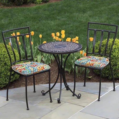 Miniatura 2 de DYTXIII Juego de 2 cojines para sillas de exterior con lazos, almohadillas repelentes al agua para sillas de patio de 17 x 16 pulgadas para muebles